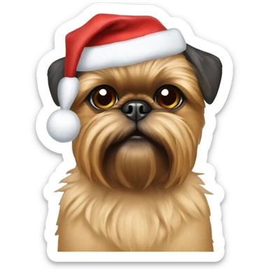 Tan brussels Griffon Christmas hat  sticker