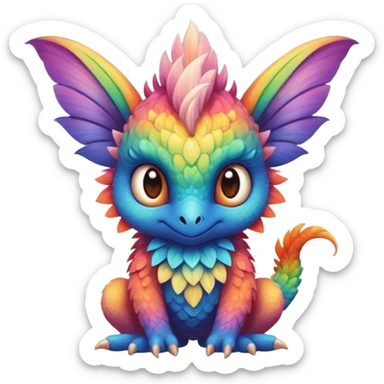 P moe cute randomly colored tropical gradients-colored fuzzy realistic Randomly-faerie-drake exotic Fakémon-creature sticker