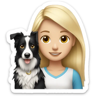 Blonde girl with border collie sticker