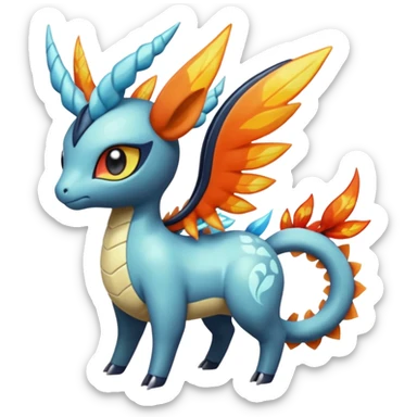 loopy loony toony honey-dipped buzzing bumbling fuzzy cute fiery ivy-hydro-Meloetta-Dialga-Salamence-Giratina-Rapidash-Pokémon-Fakémon-fusion-hybrid-creature sticker