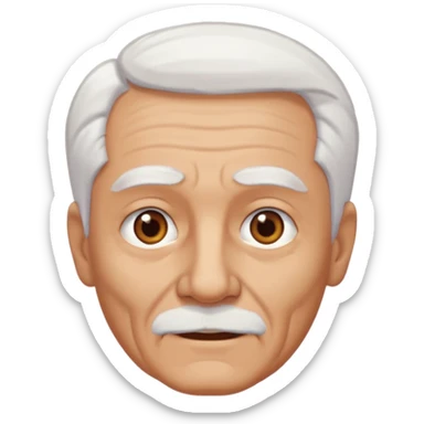 Illustrated emoji of an old man, white hair, dark eyes, tanned skin, without mustache sticker