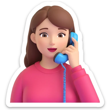 girl talking on phone bedroom background, close up pose sticker
