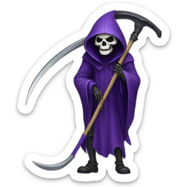 Purple grim reaper with scythe sticker
