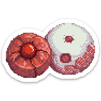 Medical comparison of normal red blood cell versus anemic pale blood cell sticker