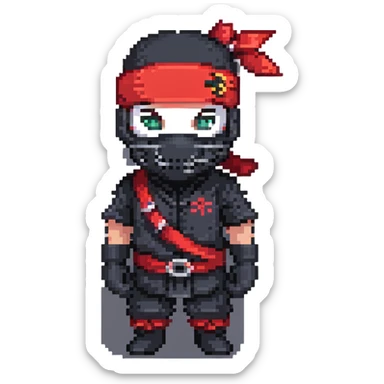 masked ninja, red headband sticker