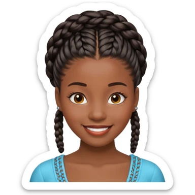 generate an emoji for this phrase, Start strong to earn trust and be noticed. End strong to be remembered. make it a black woman in braids updo. sticker