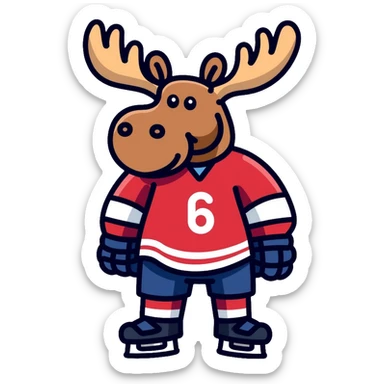 moose with a hockey jersey sticker