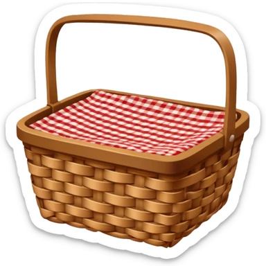  empty wicker basket with picnic cloth  sticker