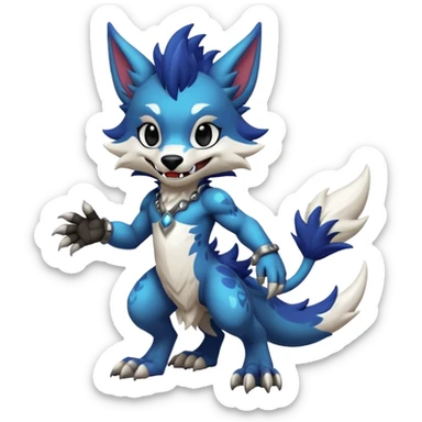 Cool Hot randomly-colored chibi furry anthropomorphic fantasy-Fakémon-Sergal-Canine-Protogen-creature with edgy markings (full body) sticker