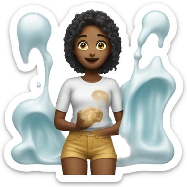 Realistic girl with goo sticker