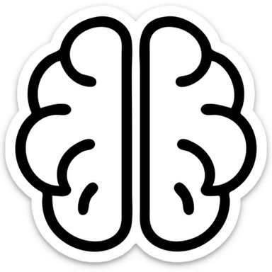 stylized brain icon, minimal lines, modern flat design, purple sticker