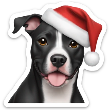 Black and white pitbull mixed with whippet with Christmas spirit sticker