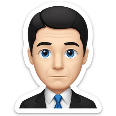 Shemp Howard from the Three Stooges with blue eyes, black hair, black suit sticker