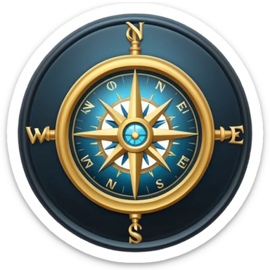 Mystical compass with arcane symbols, dark metallic iOS-style emoji sticker
