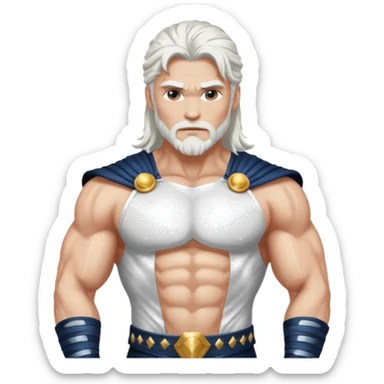 Jupiter, God of Thunder from Gods and Goddesses with long white hair, white sequin outfit sticker