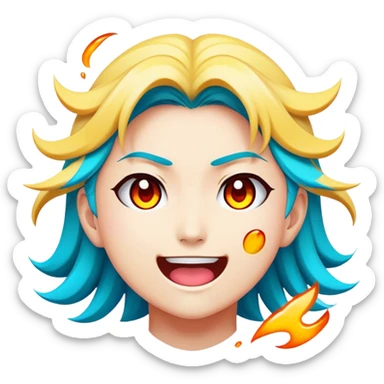 Cinematic Realistic Manga Comics Emoji, depicted as a dynamic stylized illustration inspired by Japanese manga art with bold lines and expressive characters, rendered with vibrant textures and energetic colorful lighting that captures its iconic style. sticker