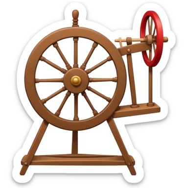 I want a traditional spinning wheel, with the wheel on the right or left and the flyer on the opposite. Shown from the side. there is only one wheel the other side has the flyer. go to websites containing traditional spinning wheels for reference. sticker
