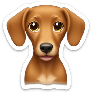 tan dashound with a coffee sticker