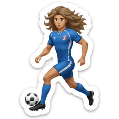 Long Haired Football Players, Footballer with flowing hair in jersey , full body sticker