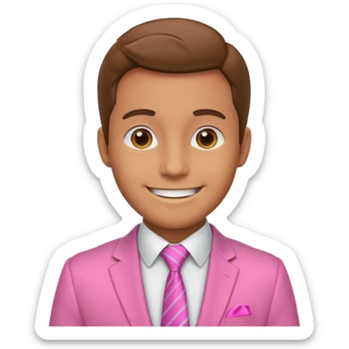 man with pink tie and blazer sticker
