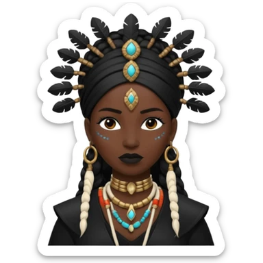 white shaman woman black clothes black accesories  sticker