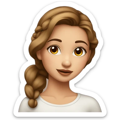 Es una chica de piel clara pelo lacio de color negro ojos marrones labio grande i color mate Con ropa de Mariposa sticker