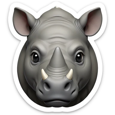 cinematic-noble-rhinoceros-portrait-emoji,-poised,-with-a-massive,-powerful-build-and-a-thick,-hide-of-slate-gray,-deep-set-soulful-piercing-eyes,-simplified-yet-sharp-and-sophisticated-features,-highly-detailed, with large black eyes, szoomed out showing houlders sticker