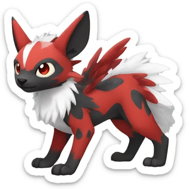 Cute cool black red white animal hybrid Fakemon full body sticker