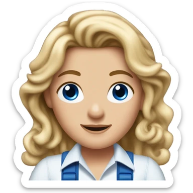 donna sheridan from mamma mia with blue shirt and suspenders sticker