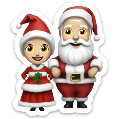 Photo Realistic pale Santa Claus and Mrs claus happy sticker