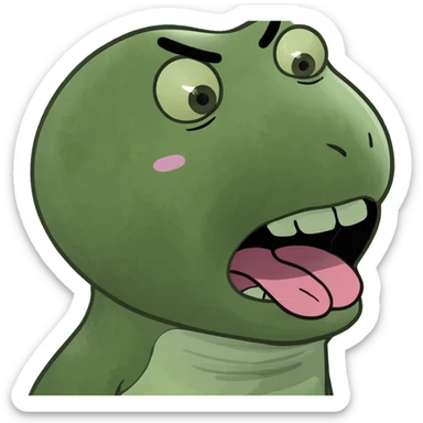 emoji face chokking himself with eyes closed and tounge out sticker