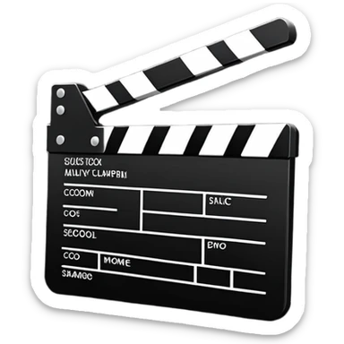 super minimalist clapperboard, clean lines, basic geometric shapes only, monochromatic design sticker