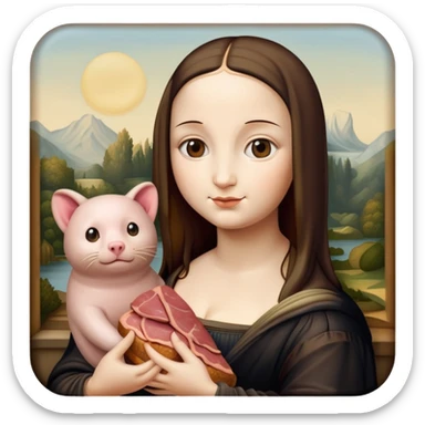 kawaii style art mona lisa SPAM MEAT painting  sticker
