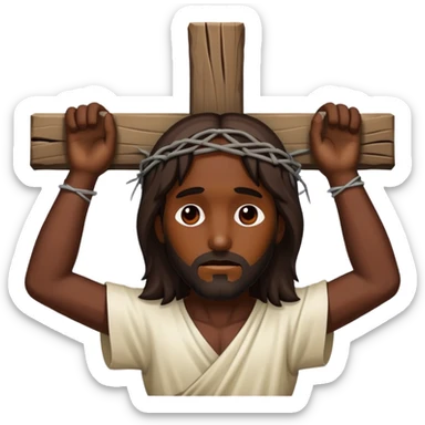 Dark skin christ Jesus tied to a cross injured  sticker