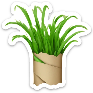 grass rolled into paper sticker