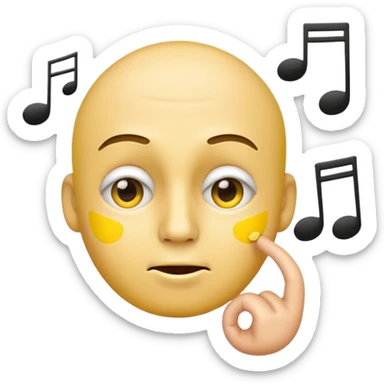 yellow face emoji whistling with music notes coming out its mouth and side-eyeing sticker
