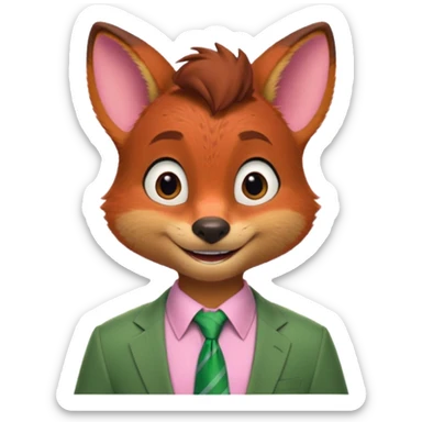 Nick Wilde (pink shirt, green tie, no suit) from the Zootopia Disney movie sticker
