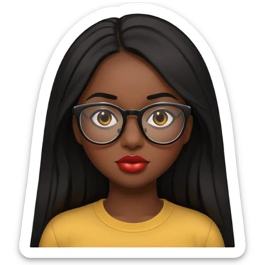 a slim thick black girl with a big butt long straight hair a lip combo black glass sticker