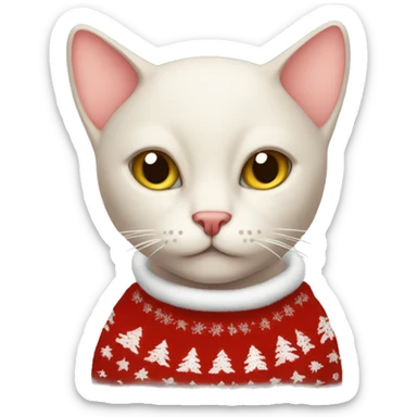 Bald cat with a Christmas sweater sticker