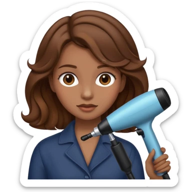 generate a girl with brown hair while curling it sticker