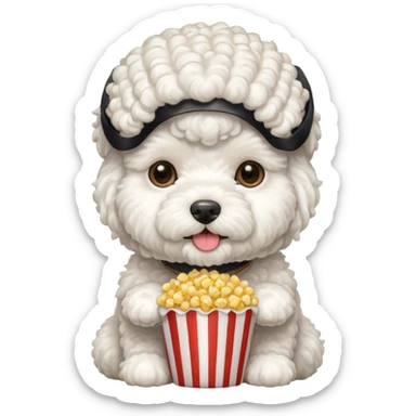 white bichon frise face with popcorn hair sticker