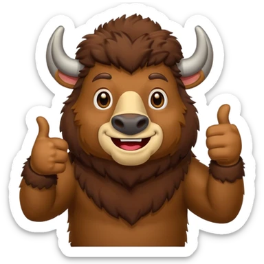 Funny bison showing thumbs up sticker