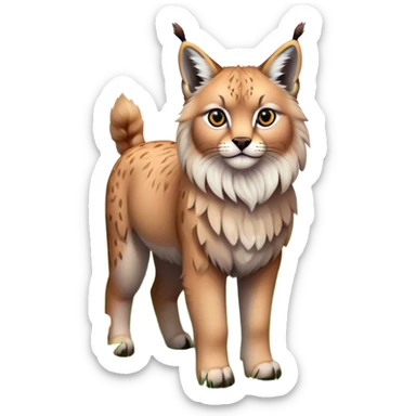 Collage of exotic animals: a lynx with striking eyes, and a fluffy alpaca standing in a lush meadow. The lynx gazes intently while the alpaca looks calm and curious. Surrounded by vibrant plants and flowers. Transparent background for a lively, colorful scene. sticker