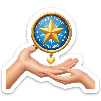 I need to create a slack emoji of: Customer-First. Create one for me, it should have the text as well with some attractive visual. Give me 10 ideas sticker