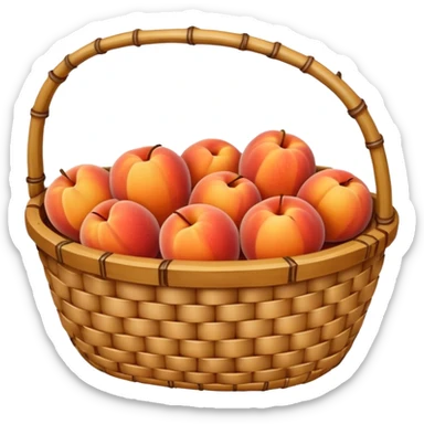 bamboo basket, peaches sticker