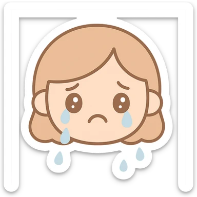Make the sad girl emoji crying with visible tears, keep the original kawaii style. sticker