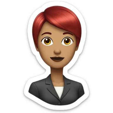 woman politician with short straight ruby hair and straight fringe sticker