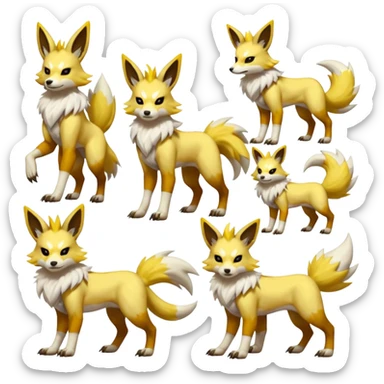 Feral Quadrupedal Digitigrade Electrike-Jolteon-Lycanroc-Furret-Renamon-Zeraora-Vernid-Sergal-fusion-hybrid-creature, full body  sticker