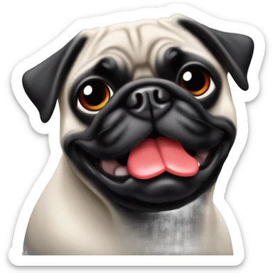 Black pug with red lips sticker