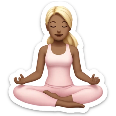 blonde yoga girl light pink clothes eyes closed sticker